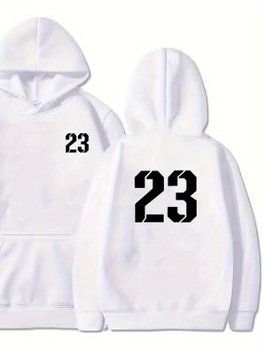 2025 Simple Sports Sweatshirt with Number 23 Print Loose Fit Hooded Sweater for Men Comfortable Pullover for Spring Autumn