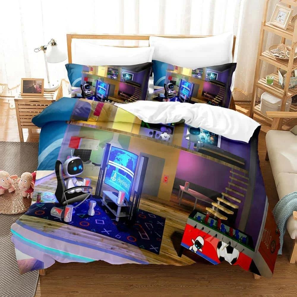 New Fashion 3D Printing  ASTRO BOT Bedding Set Cartoon Anime Three-piece Set Adult Kid Bedroom Duvet Cover Sets Home Textiles