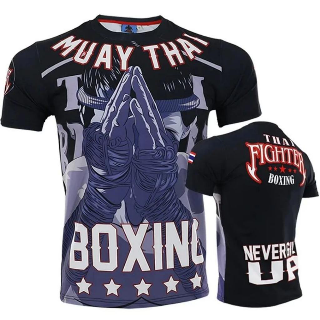 2025 Nové Letní 3D Muay Thai Potisk Tričko Módní Sportovní Posilovna Krátký Rukáv Pánské Cool Hip Hop Oblečení Pánské Tričko Top