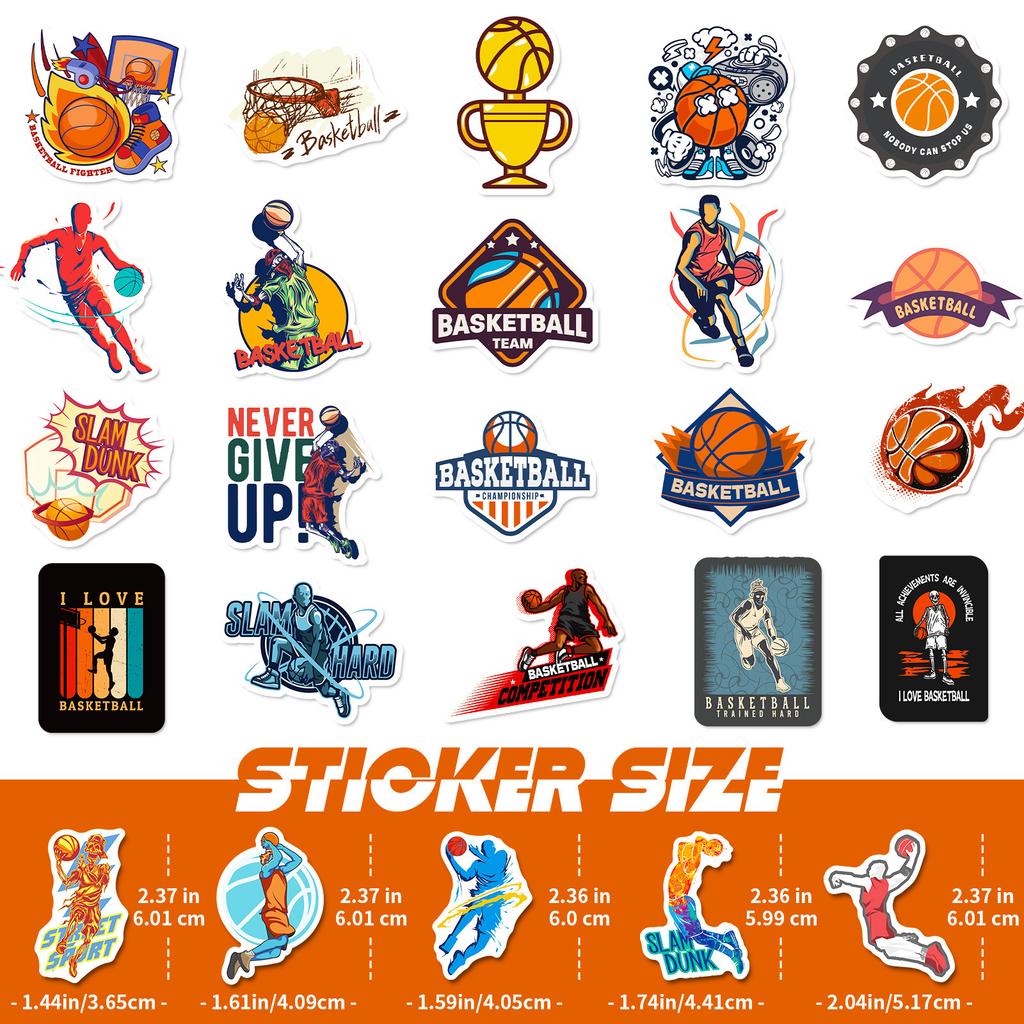 50 Doodle Basketball Stickers American New Sports NBA Basketball Star Stickers