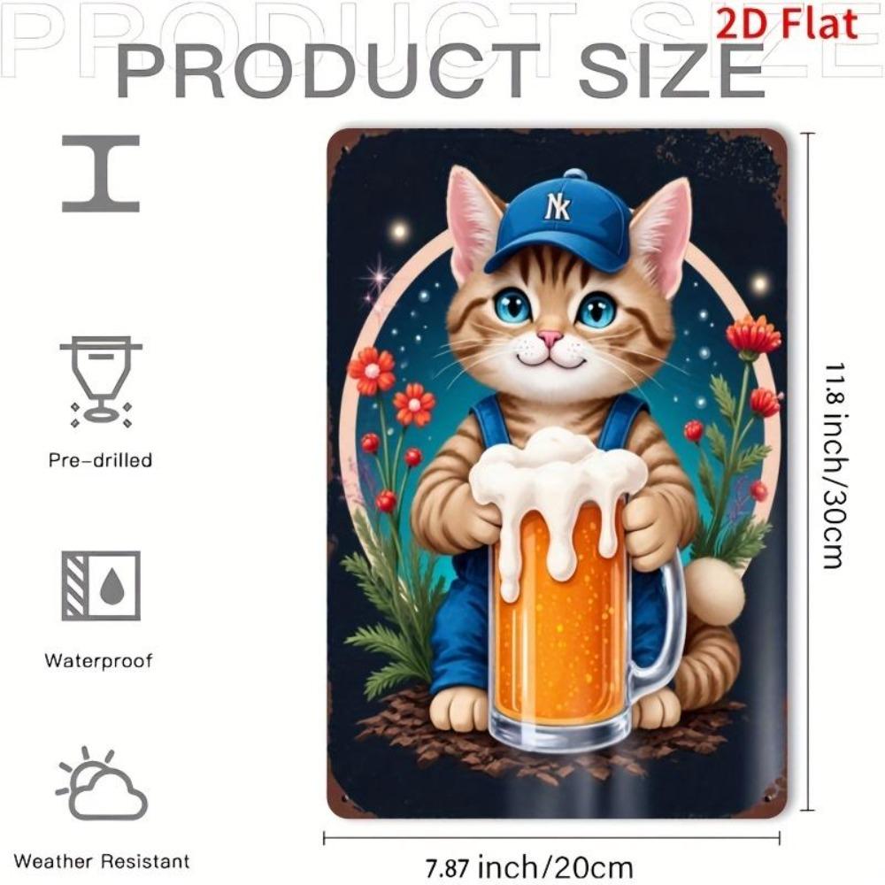 

Vintage Iron Cat Beer Art Metal Wall Sign Farmhouse Decor 20x30cm світло-жовтого кольору