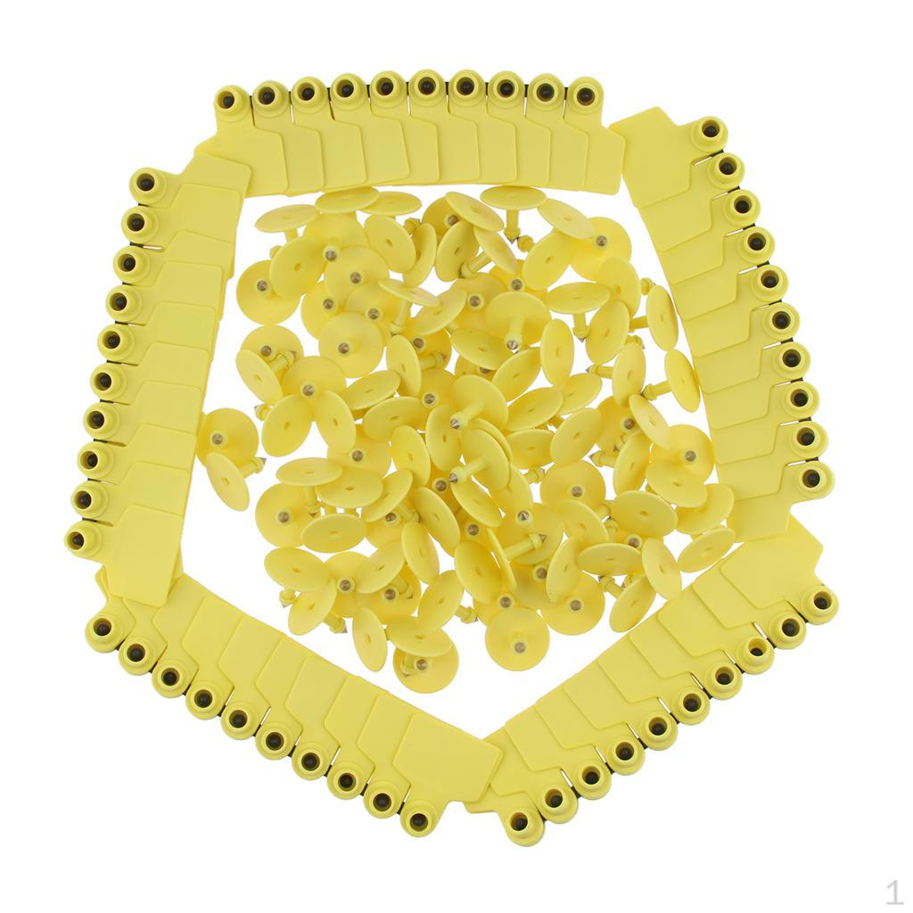 100 Pcs Blank Ear Tag for Pigs Cow Cattle Livestock, TPU, No Harm, Yellow