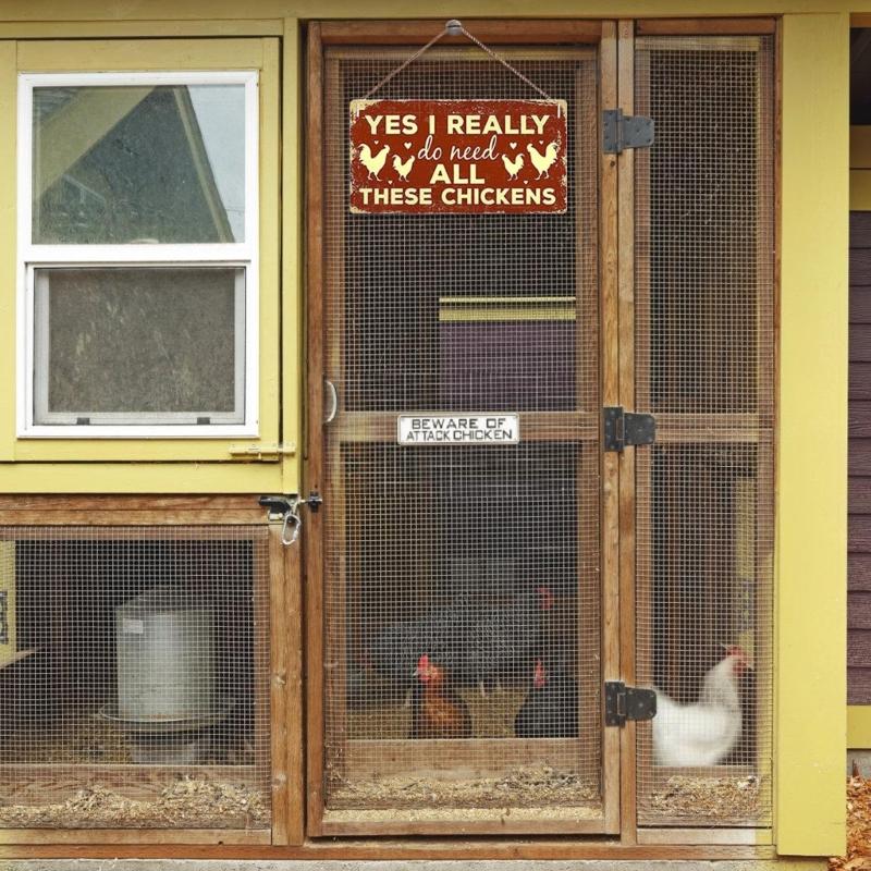 Stylish Chicken Coop Sign Red Unique Chicken Coop Plaque Accessories Decors for Farmhouse and Garden Space