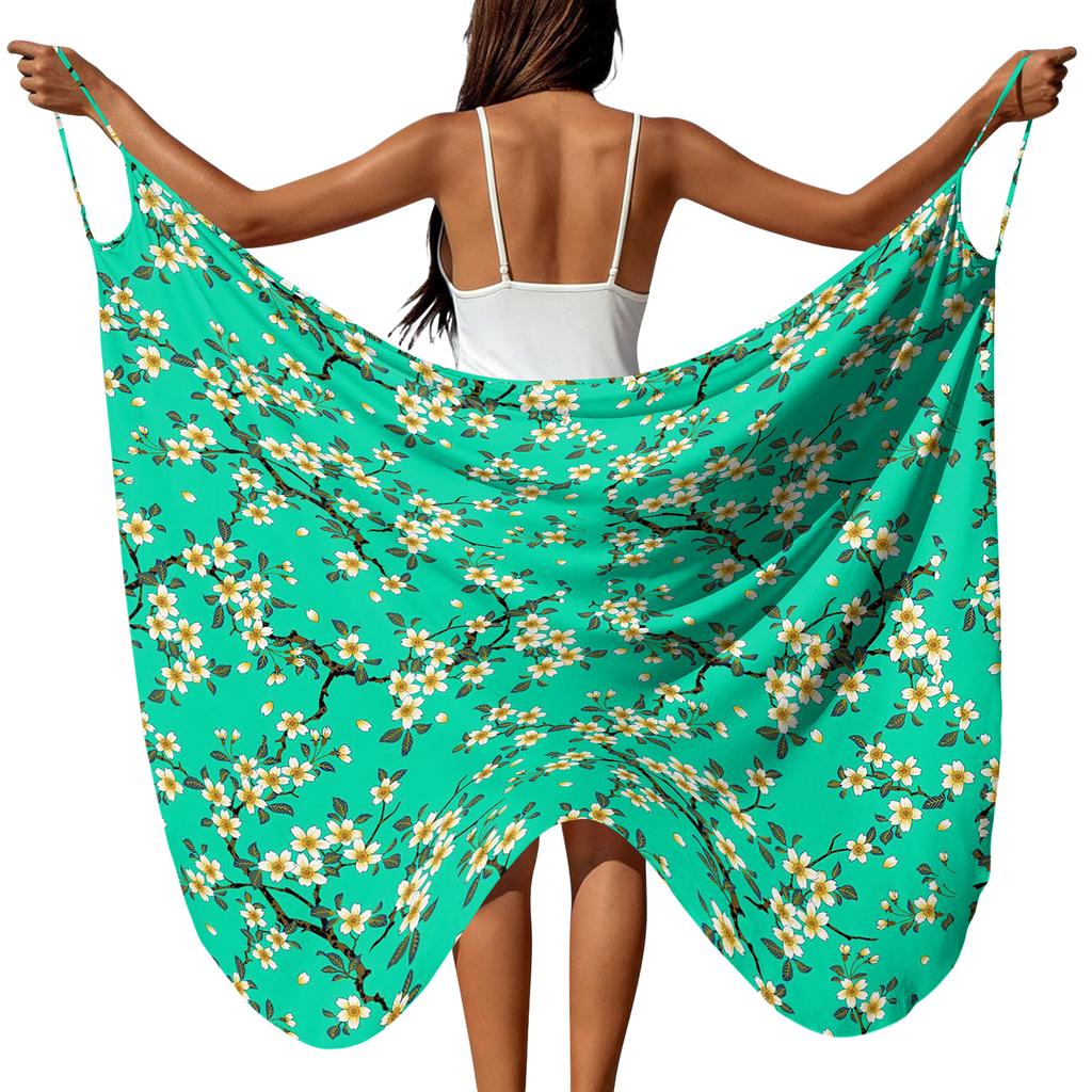 Leichter bedruckter Strand-Cover-Up für Damen Weicher Stoff Sarong Wickeltuch Vielseitiges Badeanzug-Schal für Pool und Urlaub