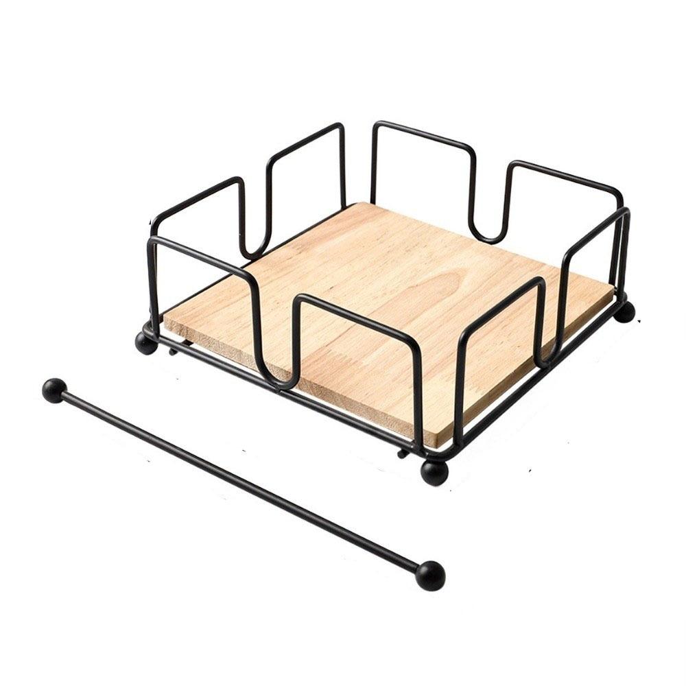 Square Design Paper Napkin Organizer with Wooden Base Tissue Organizer Napkin Holder  Dining Room