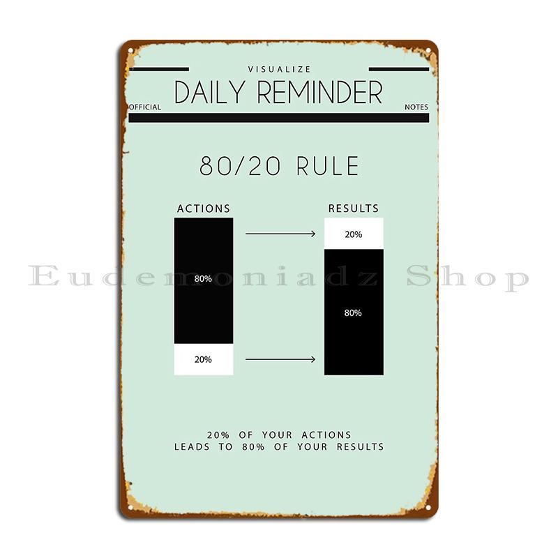 

80 20 Rule Art Success Key Quote Pareto Principle Sign Metal Plaque Poster Cinema Cinema Design Cinema Design Tin Sign Poster 20x30cm