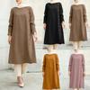 Muslimské košile Dámská podzimní halenka Ležérní Retro Turecké košile s dlouhým rukávem Dámské Solid Islám Oděv Župan Podzim