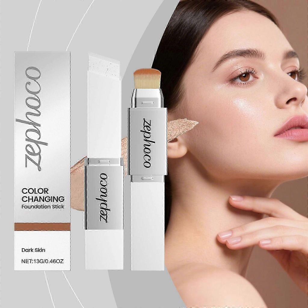 New Model Zephoco Dark Skin Two-In-One Color-Changing Foundation Stick Is Lightweight, Hydrating, And Adheres Well Without Sticking. It Is A Light And