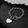 Letter Iron Bracelet Hip-Hop Trendy Style Unisex Minimalist Sweater Chain Collarbone Chain Heart-Shaped Accessory