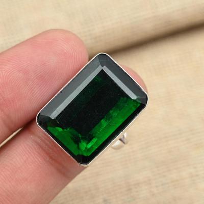 AAA+ Faceted Chrome Diopside Gemstone 925 Sterling Silver Jewelry Handmade Ring