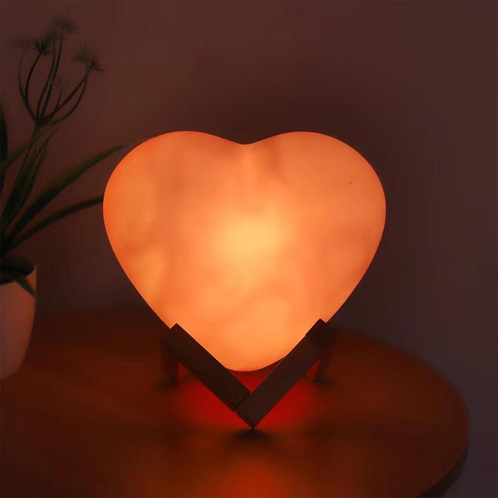 Heart Night Light 16-Color USB Rechargeable LED Nightlight Heart Shaped Light with Stand and Remote Control for Valentine's Day