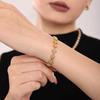 Qiong Yao 18K Gold Plated Stainless Steel Bracelet with Inlaid Zircon Flowers - Light Luxury Style for Women