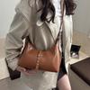 Autumn Vintage PU Hobos Shoulder Bags for Women Versatile Belt Design Ladies Crossbody Bag Simple Solid Color Female Handbags