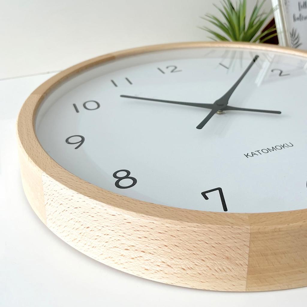 KATOMOKU Muku Clock 13 LL Natural km-139NA Wall Clock with Sweep Movement, 38.2cm Diameter (Quartz Clock)