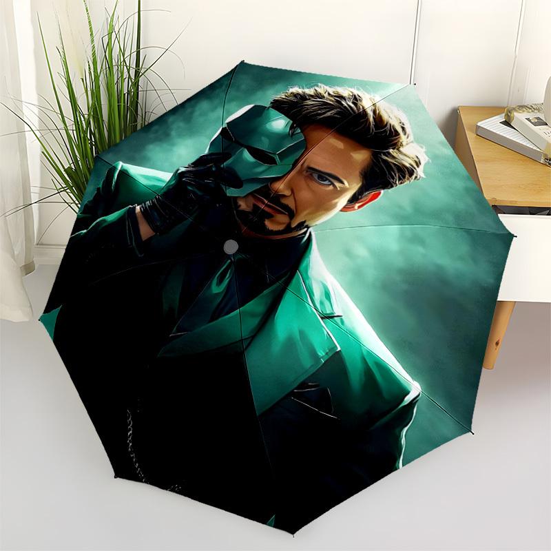 1pc Iron Man Mask Automatic Folding Umbrella, Durable Plastic & Iron, Lightweight for Outdoor Daily Use  003
