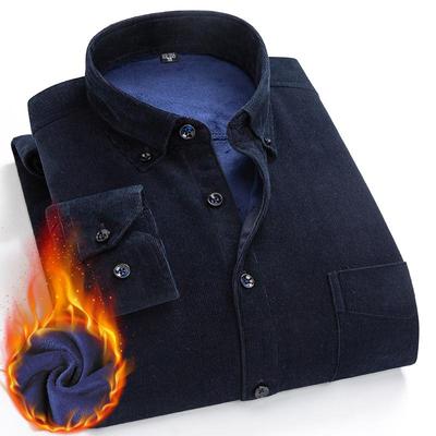 Warm Corduroy 2 Layer Long Sleeve Winter Casual Shirts for Men