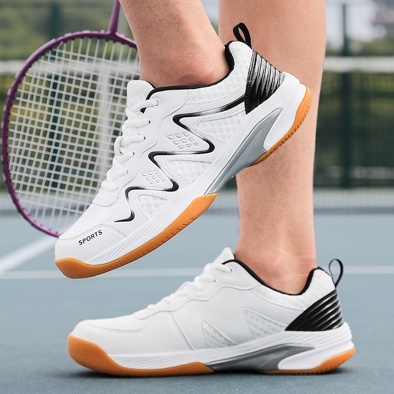 Professional Leather Sports Shoes for Men and Women: Plus Size Badminton, Table Tennis, and Tennis Training Shoes