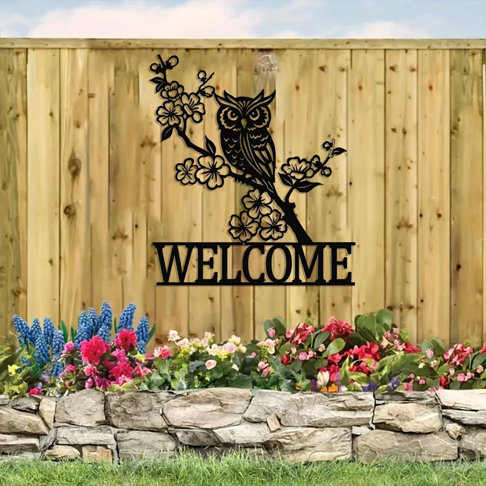 Minimalist Metal Wall Decorations: Owl, Butterfly and Hummingbird Welcome Signs - for Indoor/outdoor Use