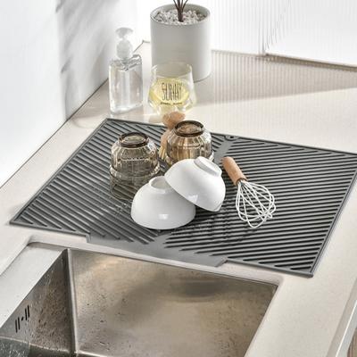 1Kitchen Draining Mat Household Dining Table Heat Insulation Mat Silicone Slope Tableware Plate Cup Storage Mat Bathroom Water F