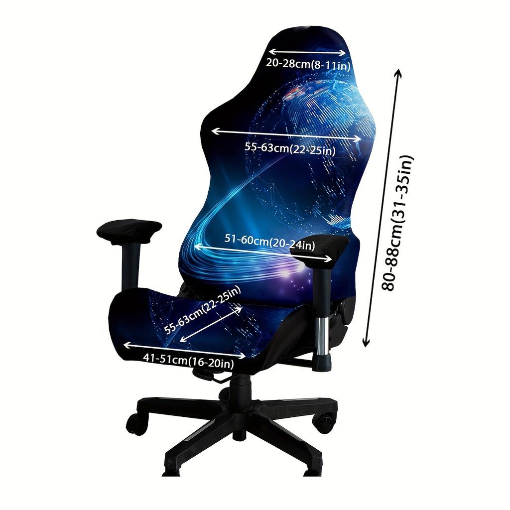 4pcs Set High Elasticity Office and Gaming Chair Cover Set Technology Planet Code Chair Cover Home Office Decoration Washable