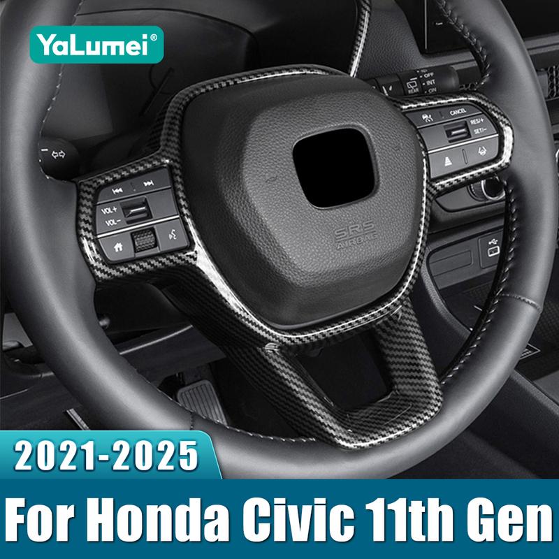 For Honda Civic 11th Gen    2024 2025 Hybrid ABS Car Steering Wheel Button Cover Frame Trim Sticker Accessories