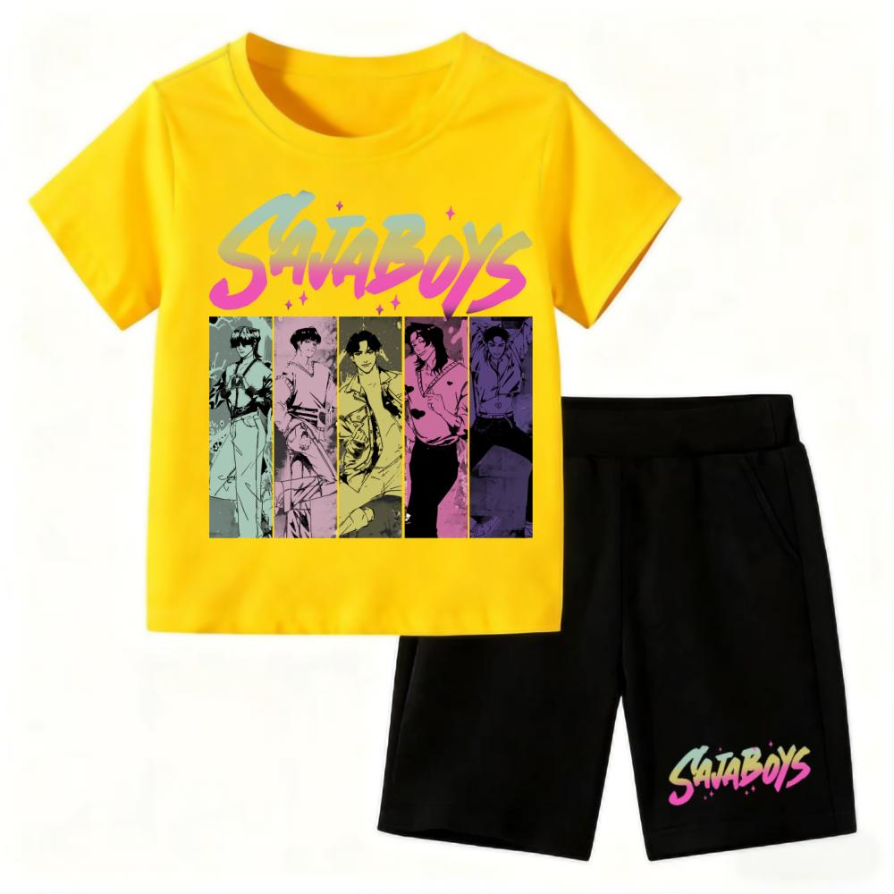 

Demone Hunter Baby Pajamas Set Cute Anime Print Harajuku Sleepwear Thin Short Sleeve Shorts Kids Kawaii Clothes 13-14Y