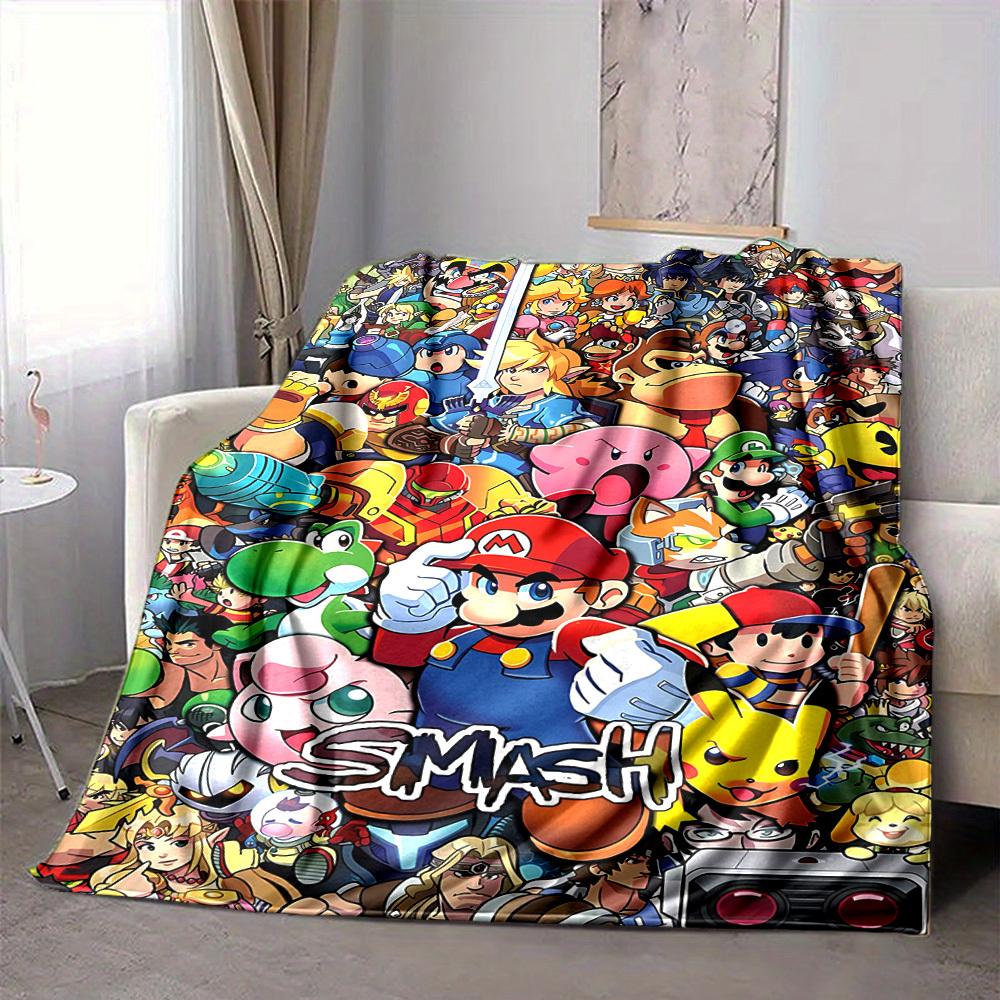 1pc Mario Gamer Gaming Flannel Blanket, Soft Skin Friendly with Digital Printing, Various Sizes Available for Family, Friends, Birthday