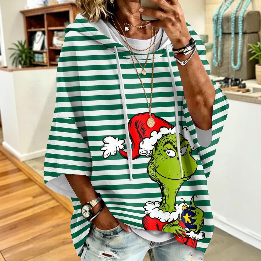 Women's Christmas Graphic Print Hooded Loose Fit Sweatshirt