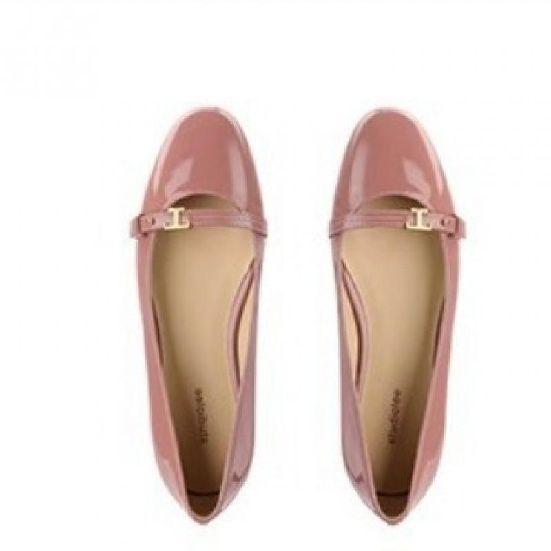 Shoes temperament small round head one-word buckle with patent leather flat bottom commuting single shoes women's spring