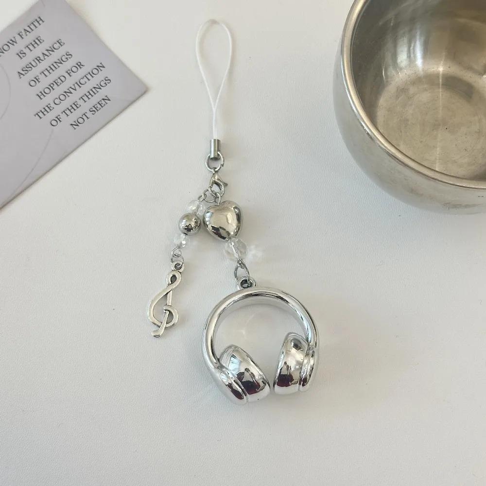 Portachiavi Creativi Cuffiette Piccole Colore Argento Portachiavi Cuffiette Ciondolo Carino per Cellulare per Donna