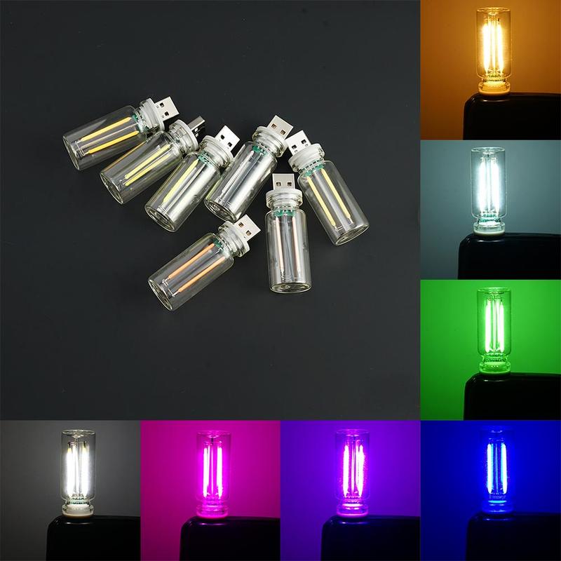 Car USB Night Light Touch control Dimmable LED Filament Lamp USB Plug and Play Decorative Atmosphere Light for Car Bedroom