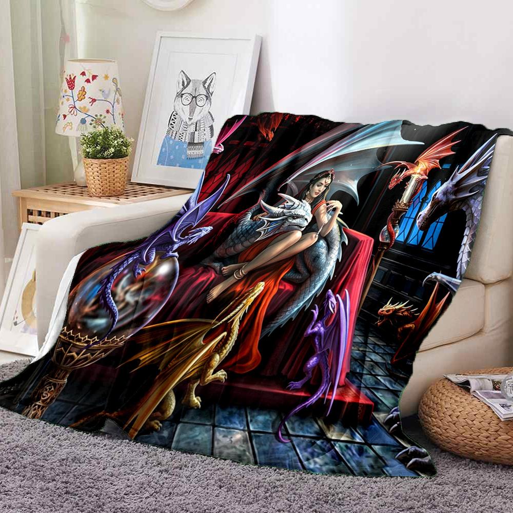 Dragon Fantasy Flannel Blanket Throw Blanket Soft Warm Sofa Bed Camping Home Decor Unique Christmas Gift Cs92216
