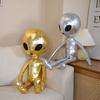 Children Alien Pillow Cute Plushie Stuffed Animal Doll Emotion Alien Doll Toy Funny Faux Leather Cover Throw Pillow