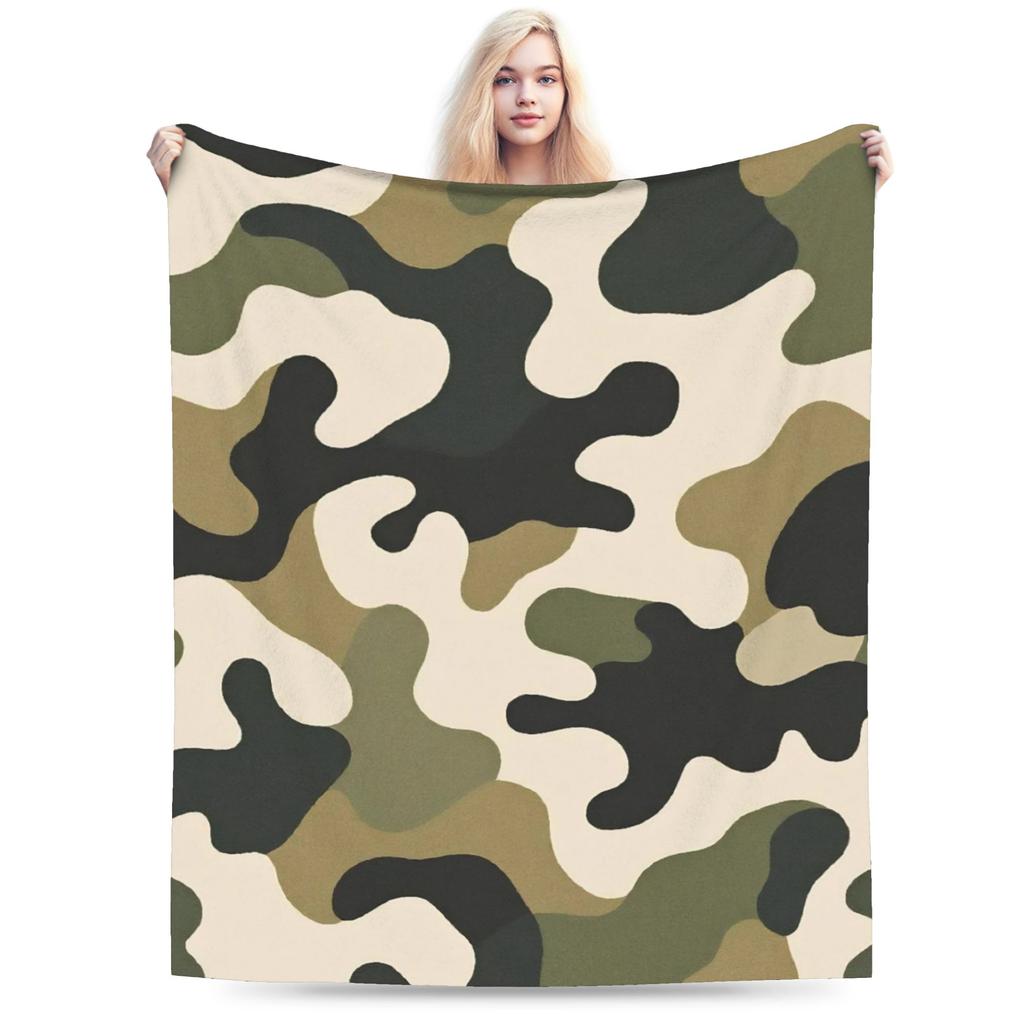 Green And Brown Camo Super Soft Blankets Kids Adult Plush Throw Blanket Fashion Bedroom Flannel Bedspread Sofa Bed Cover