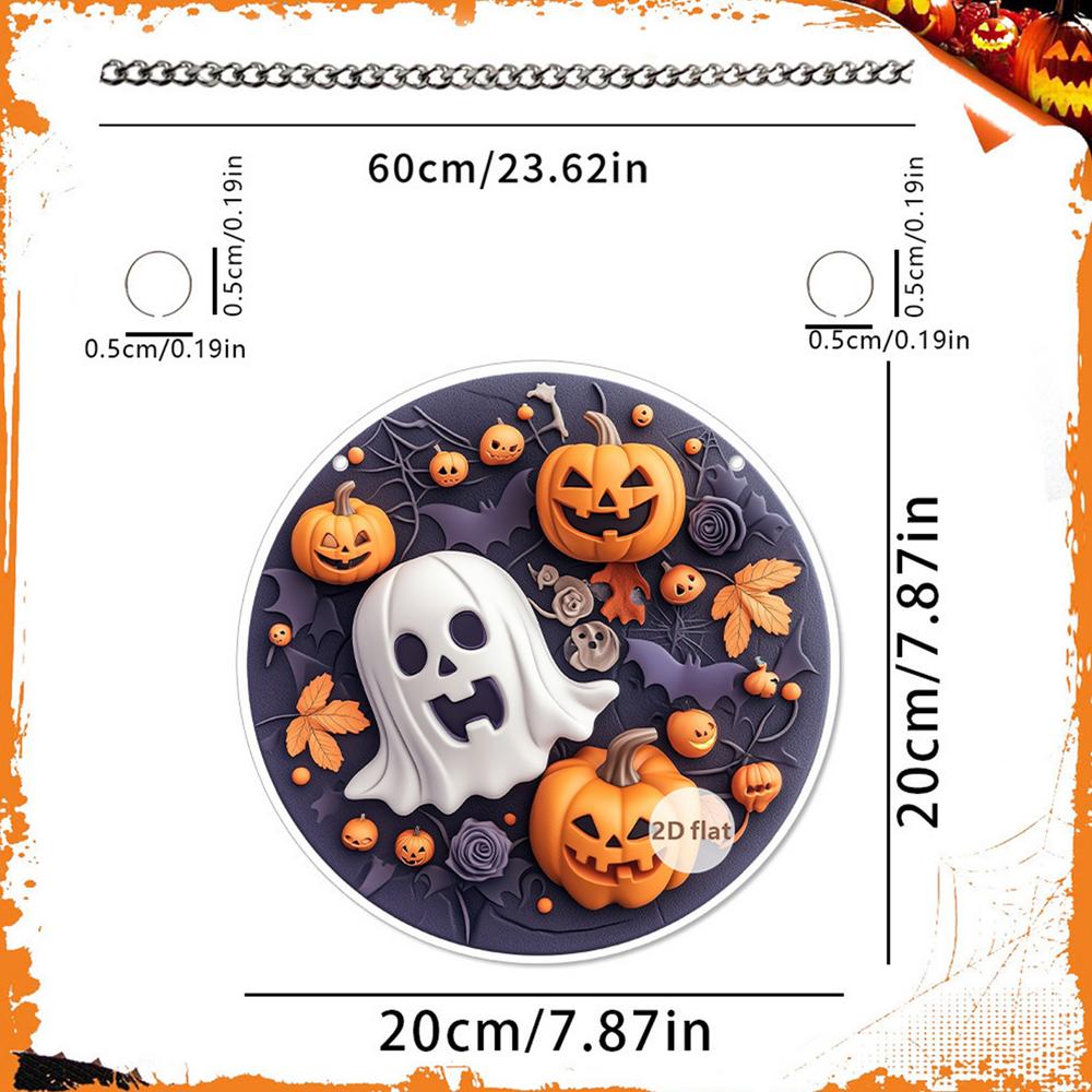 Halloween Door Sign Acrylic 2D Flat Round Sign Decor Halloween Front Door Hanging Wooden Sign Party Supplies for Bedroom Porch