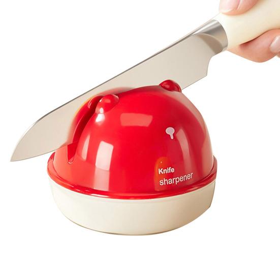 Cute Bear-Shaped Knife Sharpener Stable Vacuum Suction Cup Knife Sharpener Tungsten Steel Whetstone Easy to Store Kitchen Tool красный