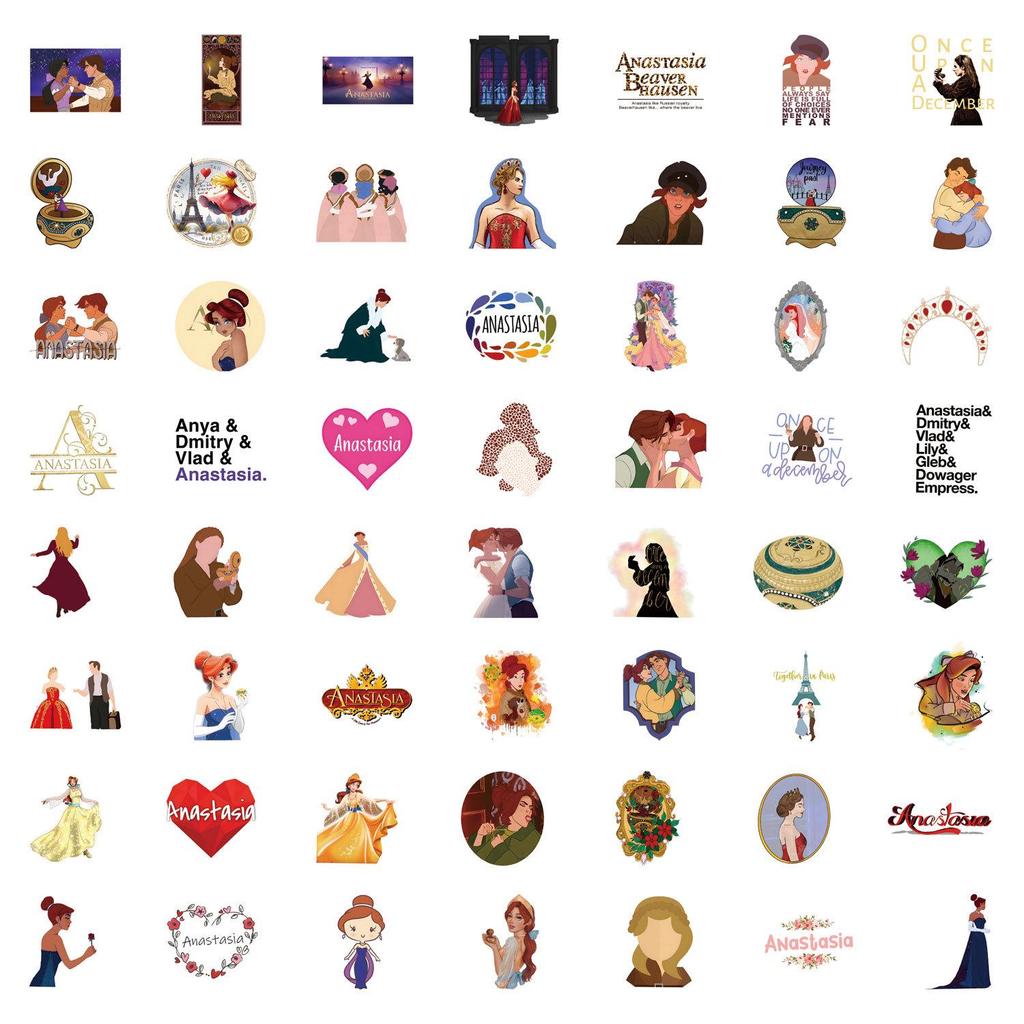 55-Piece Anastasia Graffiti Sticker Set for DIY Decoration - Waterproof for Bottles & Suitcases