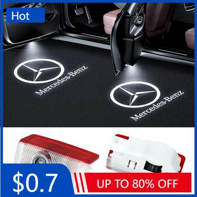 Car Sticker 2pcs Car Door Welcome Light Logo Emblem For Mercedes Benz A C E GLC GLA GLE GLB Class W177 W205 W212 W213 X253 X156