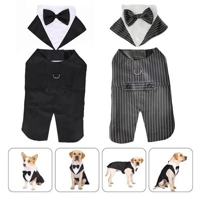 Abnehmbares Design Hunde Hochzeitskostüm Schwarz/Gestreift Großes Hunde Kostüm Set Party Event