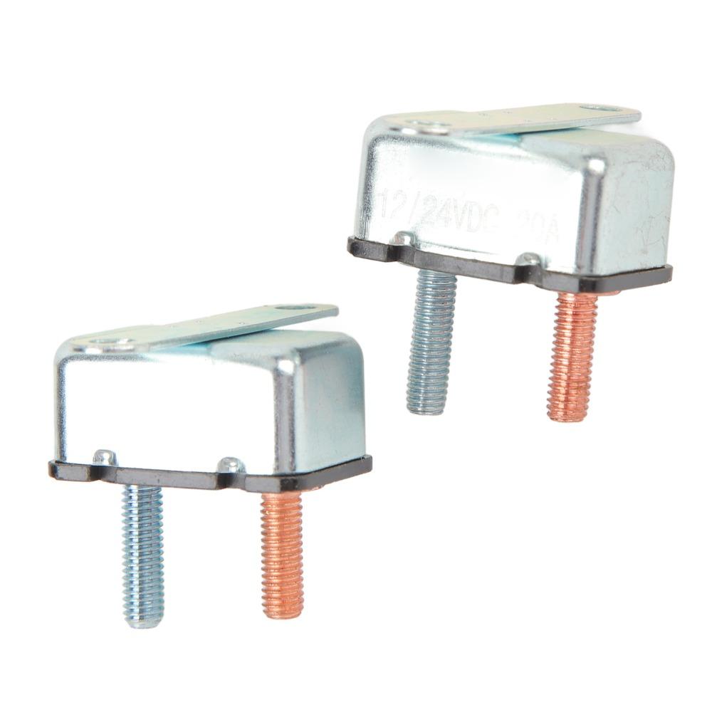 2Pcs 12V/24V Automatic Reset Circuit Breaker 20A Universal 12V/ 24V Circuit Breaker Auto Reset Circuit Breaker Wide Application