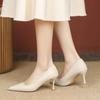 Women's White Sharp-toe Thin-heel High Heels Spring/autumn 2024 New Style 3cm Single Shoes Mid-high Work Shoes