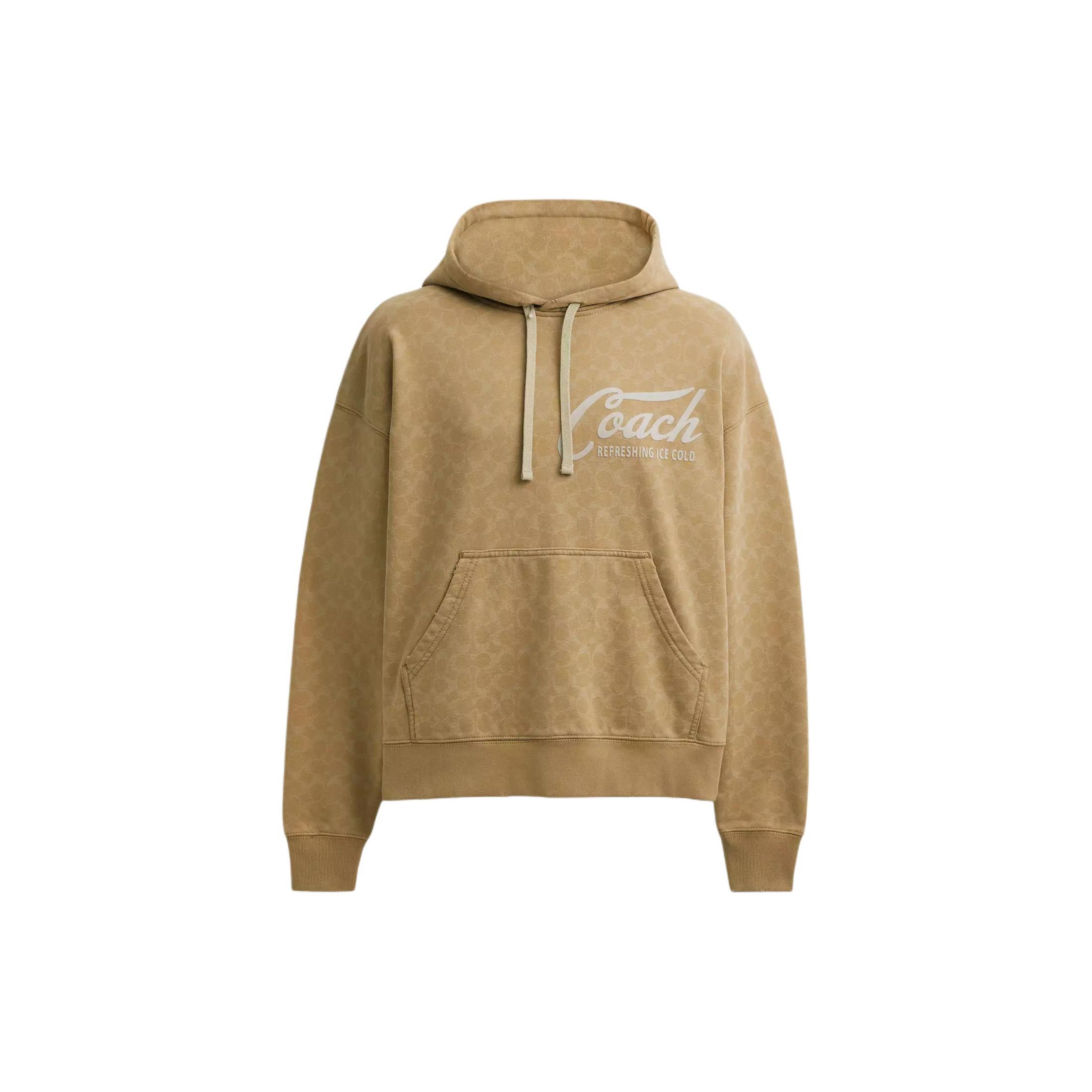 

Coach Letter Logo Pattern Hooded Long Sleeve Sweatshirt Men sweatshirt Khaki CS788-KHA M