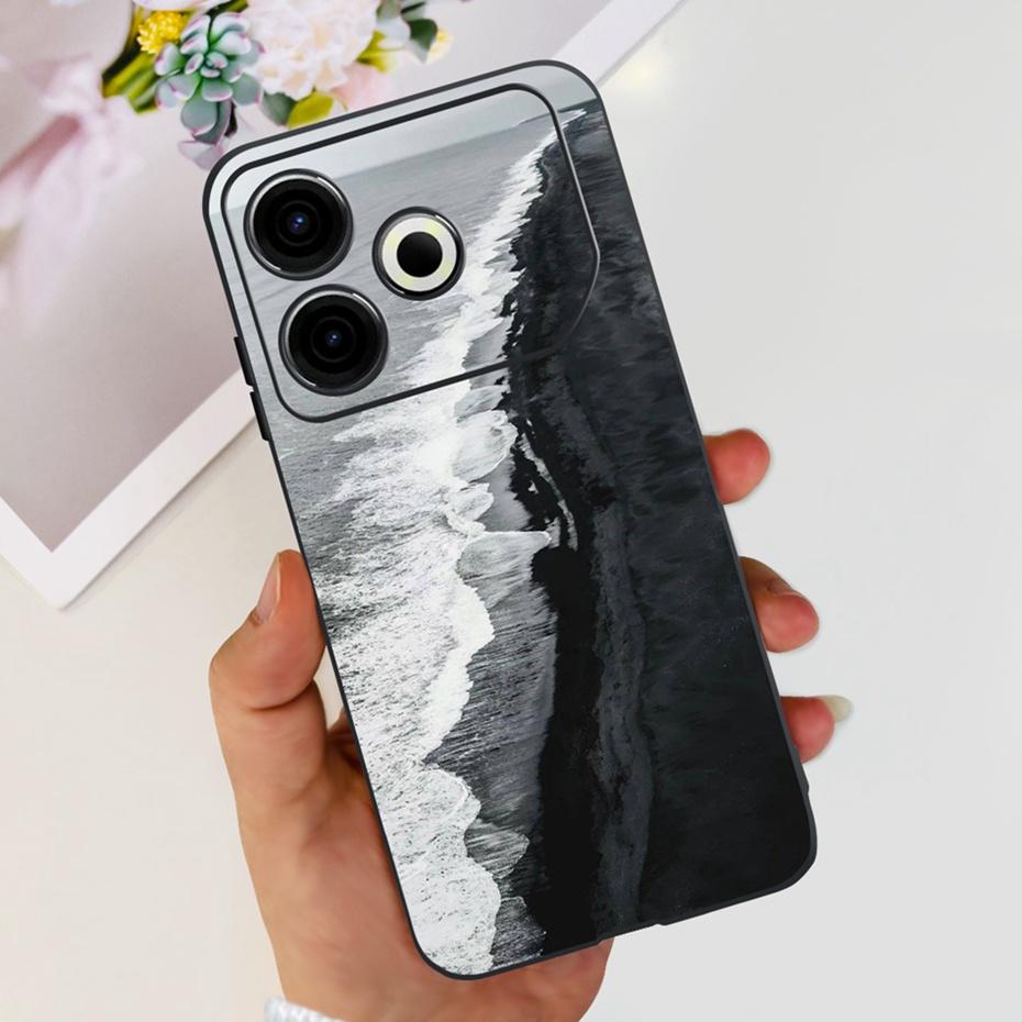 2024 Fashion Case For Tecno Pova 6 Neo Black Silicone Soft TPU Back Cover For Tecno Pova 6Neo 4G Phone Cases
