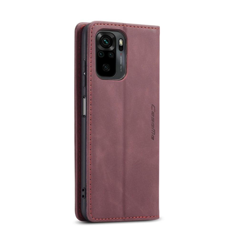 CASEME case for Xiaomi Redmi Note 10 / 10S, Leather Wallet Case, burgundy