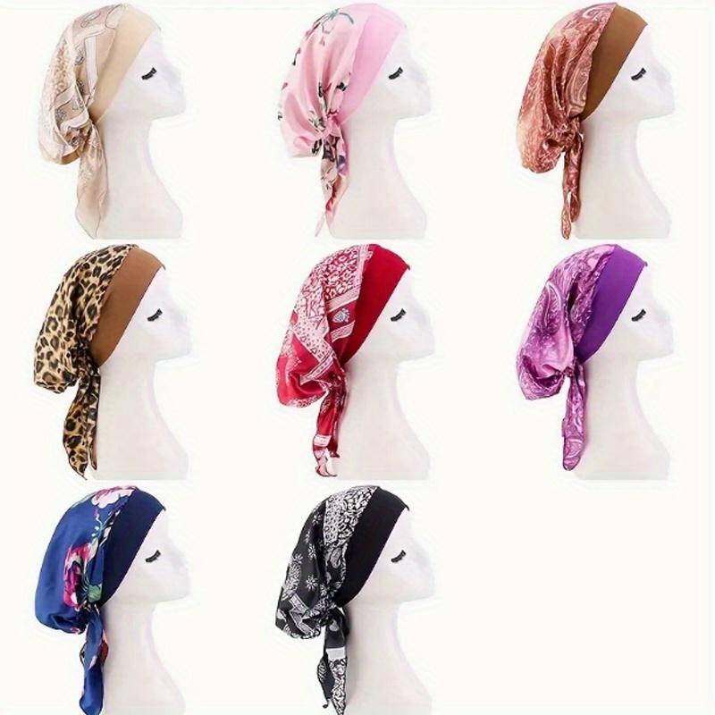 Women’s Floral Print Headbands Elastic Wide Band Caps Outdoor Casual Hats Soft Stretchy Fabric All Season Versatile Headwear for Women