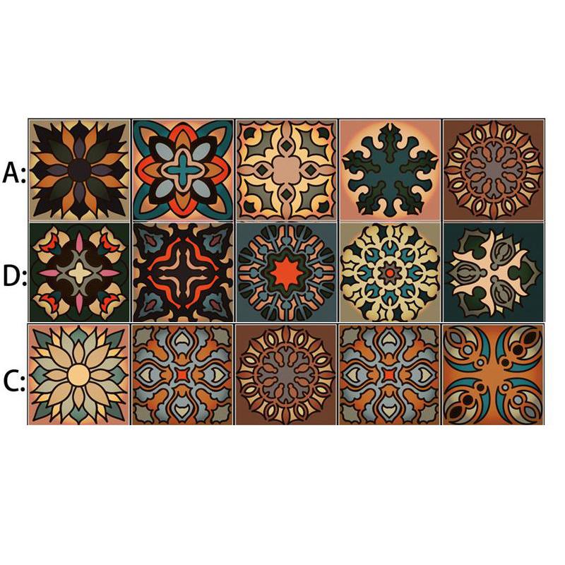 Moroccan Style Peel & Stick Self-adhesive Wall Tiles Vintage Colorful Waterproof Decals for Kitchen Bathroom Living Room Decor DIY Home Stickers