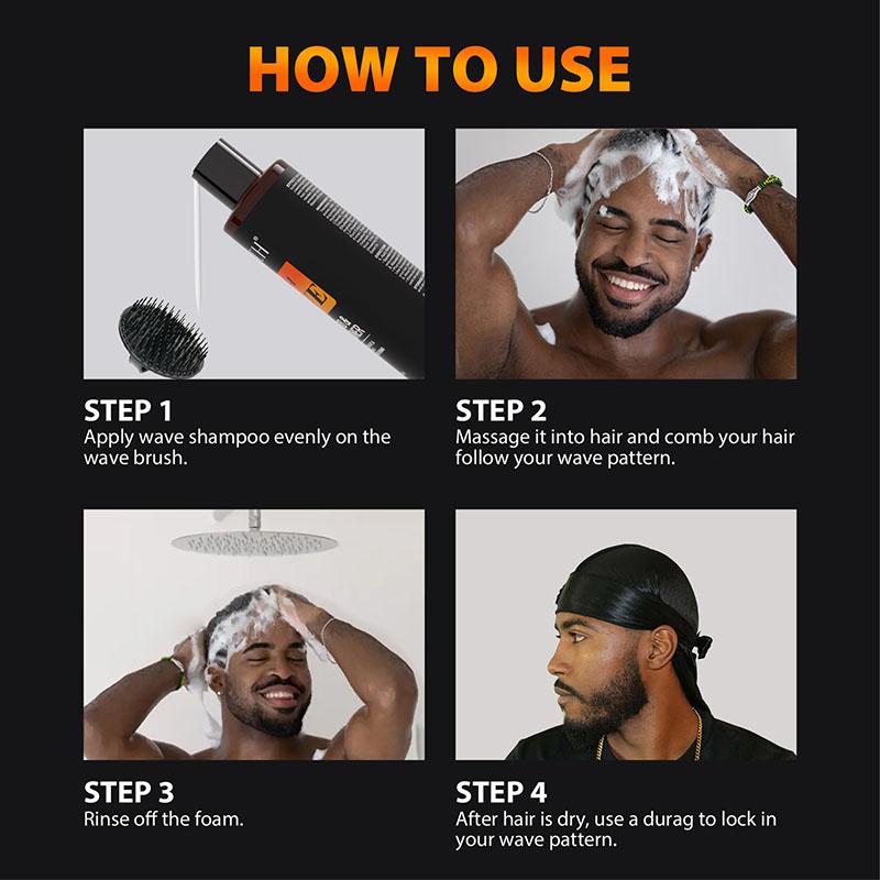 2 IN 1 Wave Shampoo for Men Strong Hold Waves Control Pomade  Non-Greasy Hair Styling Paste Wave Hair Oil Gel With Brush Anti Hair Loss Shampoo 200ml