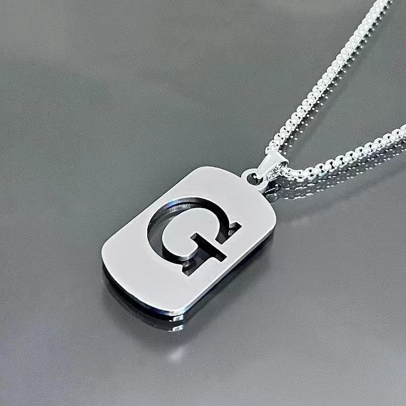 26 Letters English Titanium Steel Necklace Men'S And Women'S Versatile Sweater Sweater Chain Simple Fashion Collarbone Chain