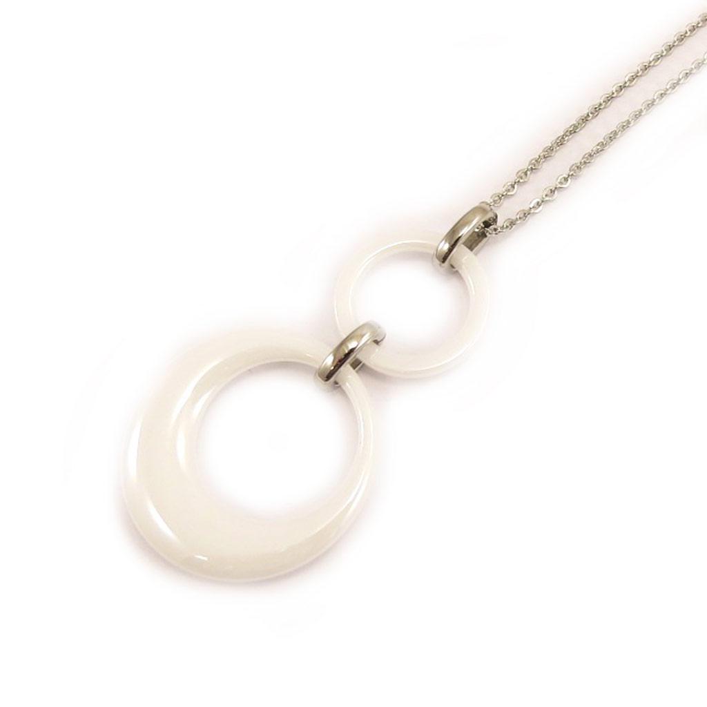 Altesse [L2135] - Collier acier 'Chorégraphie' céramique blanc