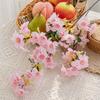 Plastic Artificial Peach Blossom Branch Elegant Fake Flower Silk Cherry Blossom  Wedding Decor